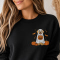 Ghost Puppy Embroidered Sweatshirt, Halloween Pet Hoodie, Cute Spooky Ghost Shirt, Dog Lover Sweatshirt, Cute Halloween Dog Mom Gift