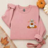 Ghost Puppy Embroidered Sweatshirt, Halloween Pet Hoodie, Cute Spooky Ghost Shirt, Dog Lover Sweatshirt, Cute Halloween Dog Mom Gift