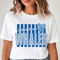 Personalized School Spirit T Shirt, Custom School Name Mascot Tee, Retro Striped Team Shirt, Pep Rally Game Day Outfit, Custom Team Gift