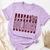 Personalized School Spirit T Shirt, Custom School Name Mascot Tee, Retro Striped Team Shirt, Pep Rally Game Day Outfit, Custom Team Gift