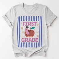 Personalized First Grade Teacher Shirt, Custom Apple Worm Name Tee, Cute School Year Team Tee, Back to School Outfit, Educator Gift
