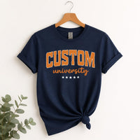Personalized University Spirit Shirt, Custom College Name Tee, Varsity School Colors T-Shirt, Campus Game Day Outfit, College Student Gift