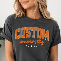 Personalized University Spirit Shirt, Custom College Name Tee, Varsity School Colors T-Shirt, Campus Game Day Outfit, College Student Gift