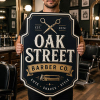 Custom Business Aluminum Sign, Personalized Logo Metal Sign, Die Cut Shop Sign, Small Business Storefront Decor, Salon Cafe Barbershop Sign