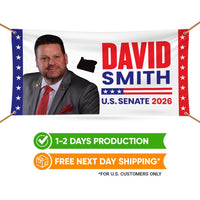 David Brock For Oregon U.S. Senate Banner Sign, 13 oz Waterproof US Senate Election 2026, Democratic Party Vinyl Banner With Metal Grommets