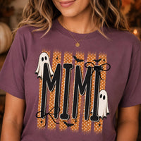 Personalized Halloween Family Shirt, Custom Mama Nana Gigi Mimi Mini Tee, Retro Ghost Role T-Shirt, Matching Fall Outfit, Spooky Gift