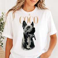 Personalized Pet Photo Shirt, Custom Any Pet Name Tee, Black and White Animal Portrait T-Shirt, Memorial Keepsake, Animal Lover Gift