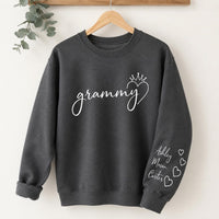 Personalized Grammy Sweatshirt, Custom Grandkids' Names Sleeve Crewneck, Crown Heart Grandma Pullover, Mother's Day Gift, Gift for Grammy