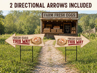 Custom Farm Fresh Eggs Yard Sign, Egg Stand Lawn Sign, 3-Piece Directional Arrow Set, Storefront Yard Display, Business Signage Gift