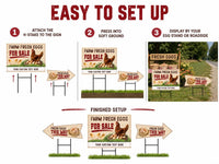 Custom Farm Fresh Eggs Yard Sign, Egg Stand Lawn Sign, 3-Piece Directional Arrow Set, Storefront Yard Display, Business Signage Gift