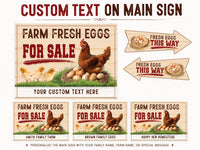 Custom Farm Fresh Eggs Yard Sign, Egg Stand Lawn Sign, 3-Piece Directional Arrow Set, Storefront Yard Display, Business Signage Gift
