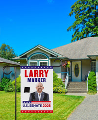 Larry Marker For New Mexico Senate 2026 Garden Flag, Double Sided, 2026 Senate Flag, Elections Flag, Anti-Trump, Race Red White & Blue Flag