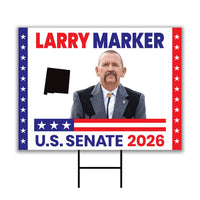Larry Marker For New Mexico Senate 2026 Yard Sign, Corrugated Plastic Senate Elections, Race Red White & Blue Yard Sign with Metal H-Stake