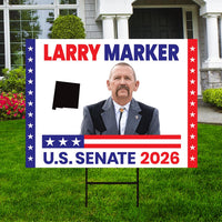 Larry Marker For New Mexico Senate 2026 Yard Sign, Corrugated Plastic Senate Elections, Race Red White & Blue Yard Sign with Metal H-Stake