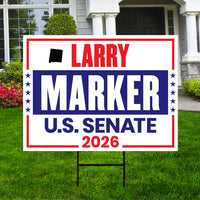 Larry Marker For New Mexico Senate 2026 Yard Sign, Corrugated Plastic Senate Elections, Race Red White & Blue Yard Sign with Metal H-Stake