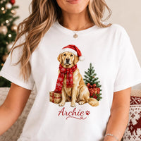 Personalized Golden Retriever Christmas Shirt, Custom Dog Name Shirt, Festive Pet Lover Crewneck, Dog Mom Outfit, Christmas Gift