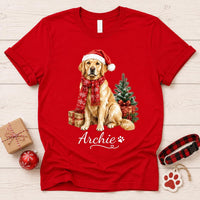 Personalized Golden Retriever Christmas Shirt, Custom Dog Name Shirt, Festive Pet Lover Crewneck, Dog Mom Outfit, Christmas Gift