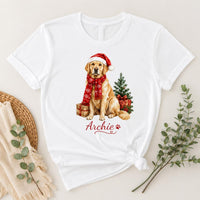 Personalized Golden Retriever Christmas Shirt, Custom Dog Name Shirt, Festive Pet Lover Crewneck, Dog Mom Outfit, Christmas Gift