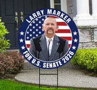 Larry Marker For New Mexico Senate 2026 Yard Sign, Corrugated Plastic Senate Elections, Race Red White & Blue Yard Sign with Metal H-Stake