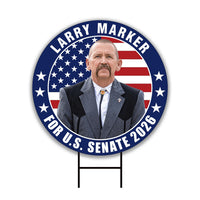 Larry Marker For New Mexico Senate 2026 Yard Sign, Corrugated Plastic Senate Elections, Race Red White & Blue Yard Sign with Metal H-Stake