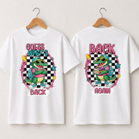 Guess Who's Back Alligator Shirt, Back to School Teacher Tee, Funny Gator Graphic, Retro Classroom Outfit, Teacher Gift, Front Back Print
