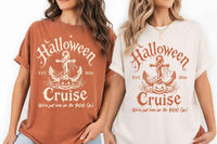 Personalized Halloween Cruise Shirt, Custom Year Vacation Tee, Vintage Anchor Pumpkin Graphic, Matching Spooky Outfit, Cruise Trip Gift