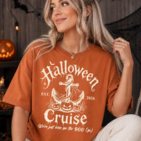 Personalized Halloween Cruise Shirt, Custom Year Vacation Tee, Vintage Anchor Pumpkin Graphic, Matching Spooky Outfit, Cruise Trip Gift