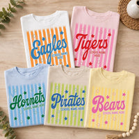 Personalized School Mascot Shirt, Custom Team Name Tee, Retro Star School Spirit Shirt, Game Day Teacher Outfit, Team Gift for Coach