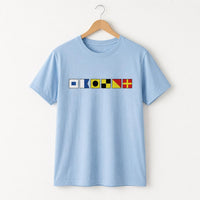 Personalized Nautical Alphabet Shirt, Custom Signal Flag Name Tee, Sailor Boating Crewneck Tee, Cruise Vacation Outfit, Gift for Sailor