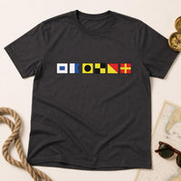 Personalized Nautical Alphabet Shirt, Custom Signal Flag Name Tee, Sailor Boating Crewneck Tee, Cruise Vacation Outfit, Gift for Sailor
