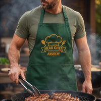 Custom Grill Dad Embroidered Apron, Personalized Grill Master Cooking Apron, Name and Title Design, BBQ Grilling Apron, Gift for Dad