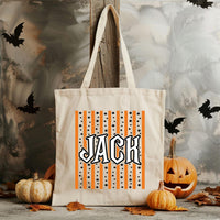 Personalized Halloween Tote Bag, Kids Trick or Treat Candy Bag, Custom Name Canvas Tote, Reusable Halloween Bag, Spooky Gift for Kids