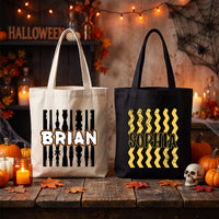 Personalized Halloween Tote Bag, Kids Trick or Treat Candy Bag, Custom Name Canvas Tote, Reusable Halloween Bag, Spooky Gift for Kids