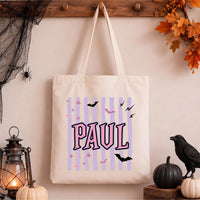 Personalized Halloween Tote Bag, Kids Trick or Treat Candy Bag, Custom Name Canvas Tote, Reusable Halloween Bag, Spooky Gift for Kids