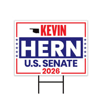 Kevin Hern For Oklahoma Senate 2026 Yard Sign, Corrugated Plastic Senate Elections, Race Red White & Blue Yard Sign with Metal H-Stake