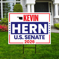 Kevin Hern For Oklahoma Senate 2026 Yard Sign, Corrugated Plastic Senate Elections, Race Red White & Blue Yard Sign with Metal H-Stake