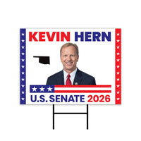 Kevin Hern For Oklahoma Senate 2026 Yard Sign, Corrugated Plastic Senate Elections, Race Red White & Blue Yard Sign with Metal H-Stake