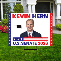 Kevin Hern For Oklahoma Senate 2026 Yard Sign, Corrugated Plastic Senate Elections, Race Red White & Blue Yard Sign with Metal H-Stake