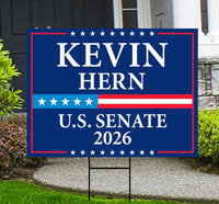 Kevin Hern For Oklahoma Senate 2026 Yard Sign, Corrugated Plastic Senate Elections, Race Red White & Blue Yard Sign with Metal H-Stake
