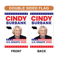 Cindy Burbank For Nebraska Senate 2026 Garden Flag, Double Sided, 2026 Senate Flag, Elections Flag, Republican, Race Red White & Blue Flag