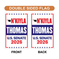 N'Kiyla Thomas For Oklahoma Senate 2026 Garden Flag, Double Sided, 2026 Senate Flag, Elections Flag, Anti-Trump, Race Red White Blue Flag