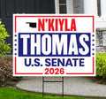 N'Kiyla Thomas For Oklahoma Senate 2026 Yard Sign, Corrugated Plastic Senate Elections, Race Red White & Blue Yard Sign with Metal H-Stake