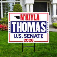 N'Kiyla Thomas For Oklahoma Senate 2026 Yard Sign, Corrugated Plastic Senate Elections, Race Red White & Blue Yard Sign with Metal H-Stake