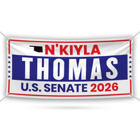 N'Kiyla Thomas For Oklahoma U.S. Senate Banner Sign, 13 oz Waterproof US Senate Election 2026, Democrate Vinyl Banner With Metal Grommets