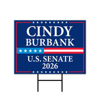 Cindy Burbank For Nebraska Senate 2026 Yard Sign, Corrugated Plastic Senate Elections, Race Red White & Blue Yard Sign with Metal H-Stake