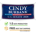 Cindy Burbank For Nebraska U.S. Senate Banner Sign, 13 oz Waterproof US Senate Election 2026, Republican Vinyl Banner With Metal Grommets