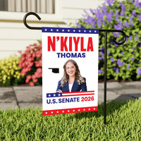N'Kiyla Thomas For Oklahoma Senate 2026 Garden Flag, Double Sided, 2026 Senate Flag, Elections Flag, Anti-Trump, Race Red White Blue Flag