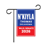 N'Kiyla Thomas For Oklahoma Senate 2026 Garden Flag, Double Sided, 2026 Senate Flag, Elections Flag, Anti-Trump, Race Red White Blue Flag