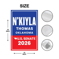 N'Kiyla Thomas For Oklahoma Senate 2026 Garden Flag, Double Sided, 2026 Senate Flag, Elections Flag, Anti-Trump, Race Red White Blue Flag