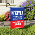 N'Kiyla Thomas For Oklahoma Senate 2026 Garden Flag, Double Sided, 2026 Senate Flag, Elections Flag, Anti-Trump, Race Red White Blue Flag